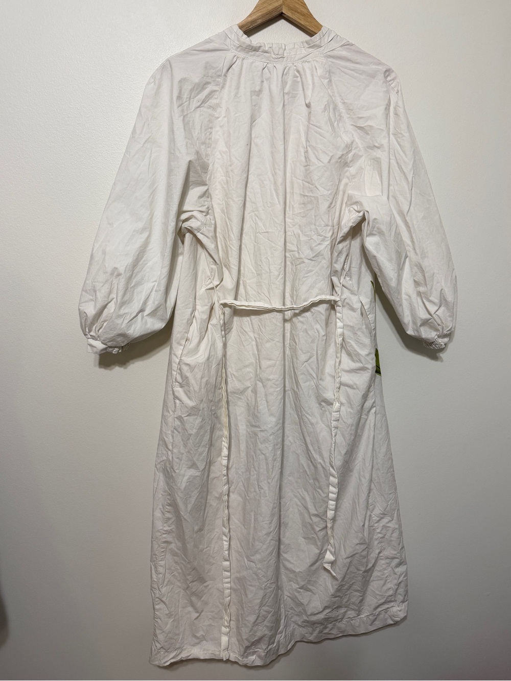 Anthropologie Floral Belted V Neck Long Sleeve Midi Dress Size Large Ivory - Picture 6 of 9